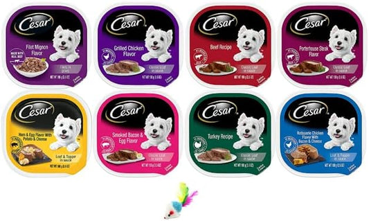 Cesar Classic Loaf Wet Dog Food Bundle with 08 Flavors(1 Unit Each Flavor). 3.5 Ounce (Pack of 8)
