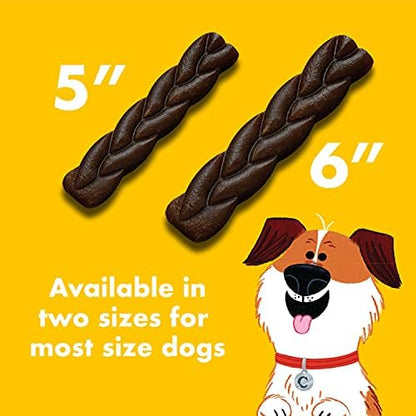 5-Inch Dog Chew Braids, Made in The USA, All Natural Rawhide-Free Highly-Digestible Treats, Peanutty Bliss - 14 Count