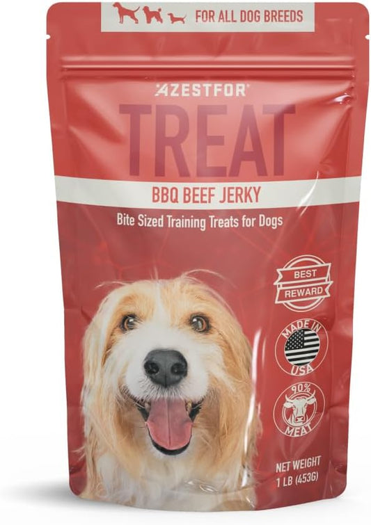 Soft Chews Bite Size Training Treats Made in USA, 1lb Slow Roasted BBQ Beef Jerky for Small, Medium & Large Dogs & Puppies Ideal Reward 90% American Meat