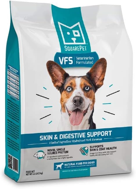 Veterinarian Formulated Solutions Hydrolyzed Protein Skin and Digestive Support Dry Dog Food, Help with Hot Spots, Itchiness Pork Flavor 4.4lbs