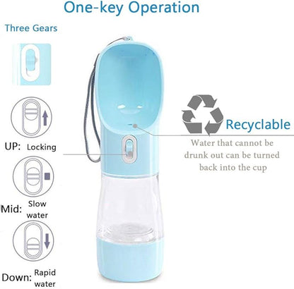 Dog Water Bottle for Walking, Multifunctional and Portable Dog Travel Water Dispenser with Food Container,Detachable Design Combo Cup for Drinking and Eating,Suitable for Cats and Puppy