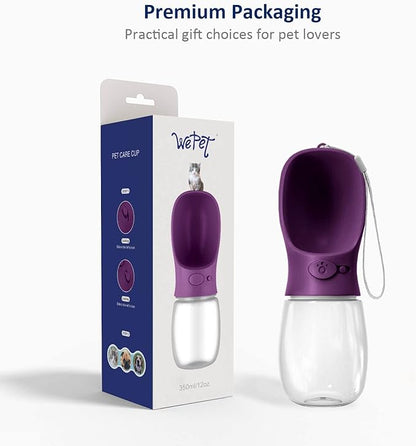 WePet Portable Dog Water Bottle, 12 OZ, Leak Proof Puppy Water Dispenser with Drinking Feeder for Pets Outdoor Walking, Hiking, Travel, Food Grade Plastic