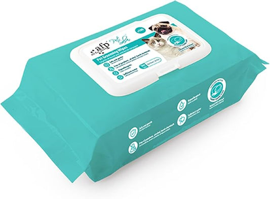 ALL FOR PAWS Pet Wipes Dog Grooming Wipes Unscented Cat Cleaning Wipes Fragrance Free Hypoallergenic Pet Wipes, Clean Face and Body, Larger and Thicker for Dogs and Cat, 100 Counts