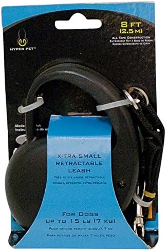 Hyper Pet Retractable Dog Leash, 8 ft. Walking Leash for Dogs up to 8 lbs., Extra Small, Black