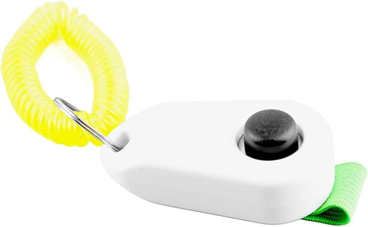 Dog Training Clicker, Lightweight Pet Training Clicker with Finger Ring and Wrist Strap, Clicker for Pets Cats Puppy Birds Horses, Perfect for Behavioral Training (White)