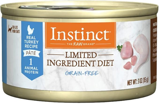Instinct Limited Ingredient Diet Grain Free Real Turkey Recipe Natural Wet Canned Cat Food by Nature's Variety, 3 oz. Cans (Case of 24)