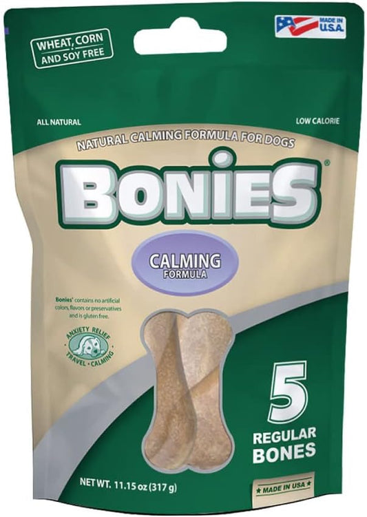 BONIES Natural Calming Formula Dog Treats - Contains Chamomile & Lavender, Help Anxiety, Excessive Barking & Trembling, Chicken Flavor, Large, 5 Bones