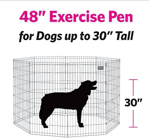 MidWest Homes for Pets Foldable Metal Dog Exercise Pen / Pet Playpen, Black w/ door, 24'W x 48'H, 1-Year Manufacturer's Warranty