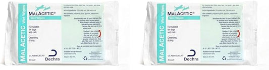 Dechra MalAcetic Wet Wipes for Cats and Dogs 25 Count (Pack of 2)