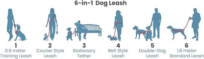 Kurgo 6 in 1 Quantum Leash, Hands Free Leash for Dogs, Running Belt Lead, Crossbody & Waist Belt Style, Reflective, Carabiner Clip, for Training, Hiking, or Jogging, 4 colors
