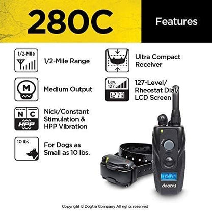 Dogtra Extreme Consumer Products Remote Shock Collar - 280C Collar - Includes Soft Silicone Pet Grooming Glove