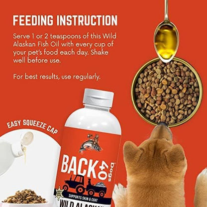 Wild Alaskan Fish Oil for Dogs, Skin and Coat Supplement for Dogs & Cats, Omega-3-Rich Salmon and Pollock Oil, EPA & DHA Dog Salmon Oil for Brain, Heart, and Joints 16 fl oz (473 ml)
