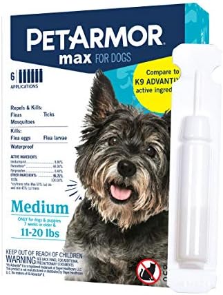 PetArmor Max Flea, Tick and Mosquito Prevention for Medium Dogs (11 to 20 Pounds), Topical Dog Flea Treatment Repels and Kills, 6 Month Supply