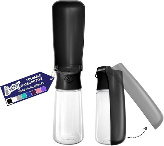 WePet Foldable Portable Dog Water Bottle Puppy Water Dispenser with Drinking Feeder, 19 OZ, High-temperature Resistant Leak Proof for Pets Outdoor Walking, Hiking, Travel, Food Grade Plastic BPA Free