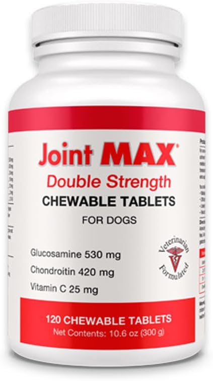 Double Strength Chewable Tablets for Dogs, Glucosamine, Chondroitin, Vitamins & Antioxidants, Hip & Joint Pain Relief & Support Supplement - Veterinarian Formulated, Made in USA, 120 Tablets