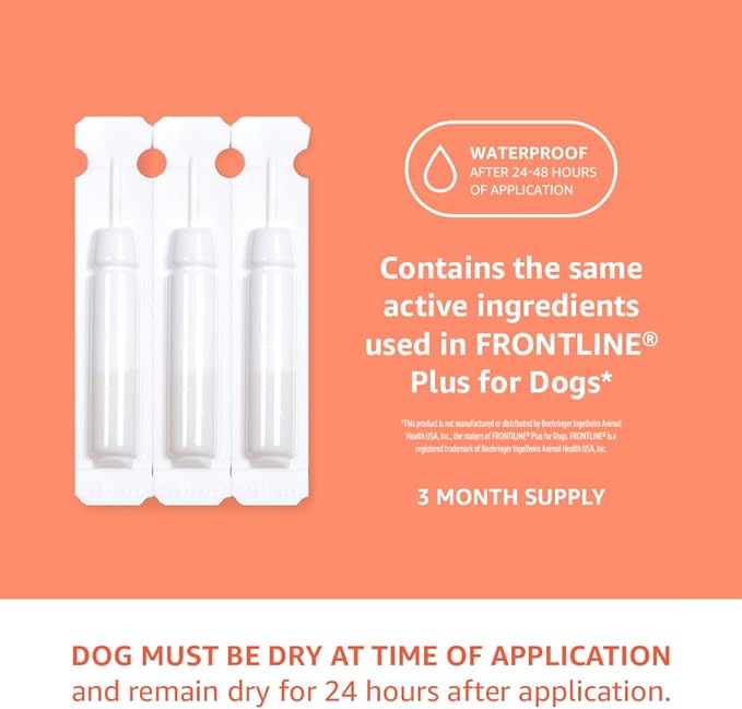 Amazon Basics Flea and Tick Topical Treatment for Small Dogs (5-22 pounds), 3 Count (Previously Solimo)