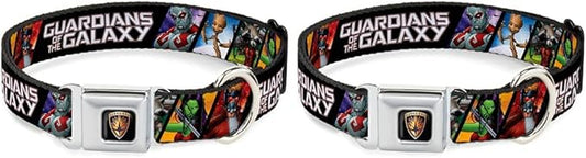 Buckle-Down Seatbelt Buckle Dog Collar - Guardians of The Galaxy 5-Character Pose Blocks - 1" Wide - Fits 9-15" Neck - Small (Pack of 2)