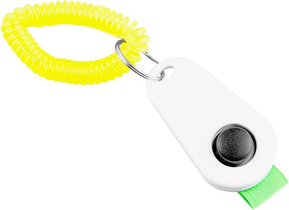 Dog Training Clicker, Lightweight Pet Training Clicker with Finger Ring and Wrist Strap, Clicker for Pets Cats Puppy Birds Horses, Perfect for Behavioral Training (White)