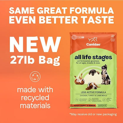 CANIDAE All Life Stages Platinum Less Active Multi-Protein Formula Dry Dog Food, 27 lbs.