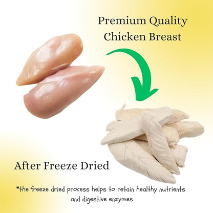 Freeze-Dried Raw Chicken Breast for Cats & Dogs(5 OZ), Delicious and Healthy Freeze-Dried Chicken Breast- Made in The USA - Perfect for Dog and Cat Training Treats, Snacks