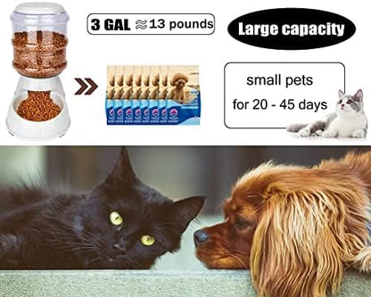 Automatic Dog Feeders for Large Dogs，3 Gallon Gravity Dog Cat Feeder Station，Automatic Dog Food Dispense,Easy to Clean,Gray (3 Gallon Dog Feeder)