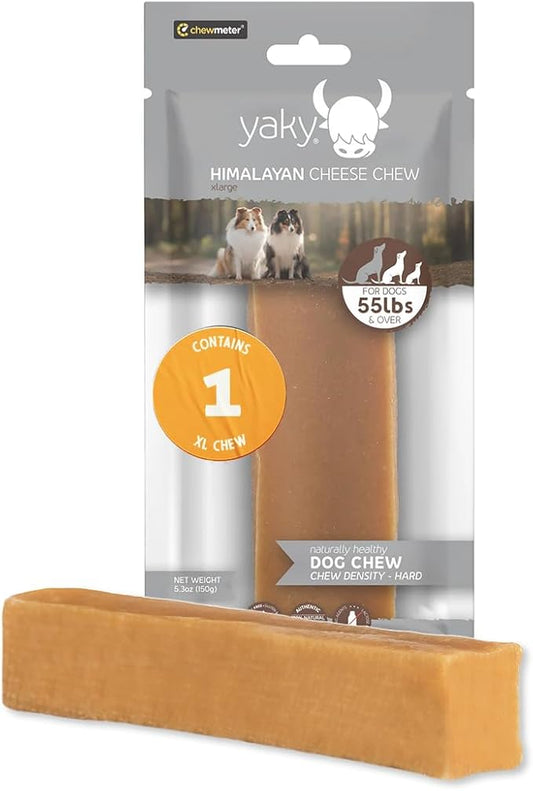 Chewmeter Himalayan Yaky Cheese Chew, 100% Natural, Long Lasting, Gluten Free, Healthy & Safe Dog Treats, Lactose & Grain Free, Protein Rich, Stain Free, X-Large, For Dogs 55 Lbs & Over, 5.3 oz