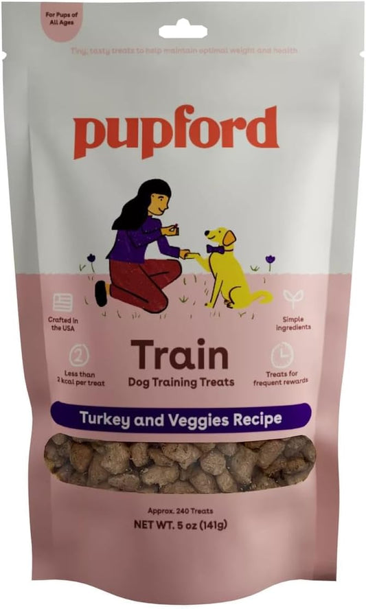 Pupford Freeze Dried Training Treats for Dogs & Puppies, 240+ Four Ingredient Bites (Turkey & Veggies, 5 oz)