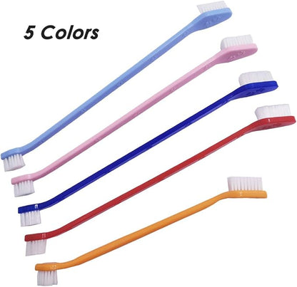SourceTon Set of 15, Pet Toothbrush Set, 5 Dual Headed Toothbrush Dog Toothbrush and 10 Finger Toothbrush, for Dental Care of Dog & Cat