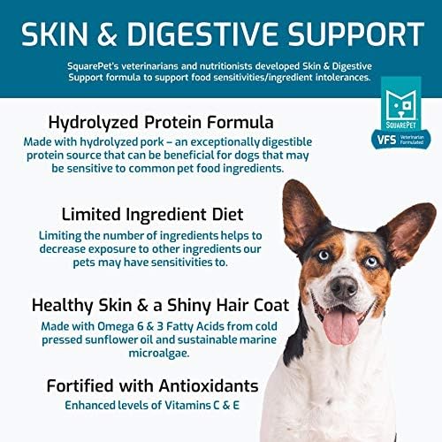 Veterinarian Formulated Solutions Hydrolyzed Protein Skin and Digestive Support Dry Dog Food, Help with Hot Spots, Itchiness Pork Flavor 4.4lbs