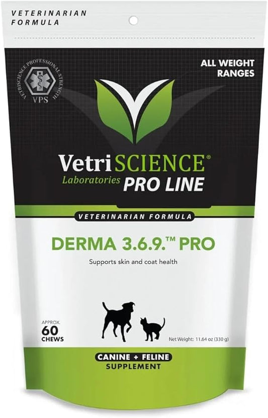 VETRISCIENCE Pro Derma 3.6.9 Pro Skin Supplement for Dogs, 60 Chews