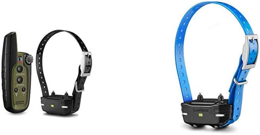 Garmin Sport PRO Bundle, Dog Training Collar and Handheld, 1handed Training of Up to 3 Dogs, Tone and Vibration Bundle with Garmin PT10 Dog Device Blue Collar (Pro 70/Pro 550)