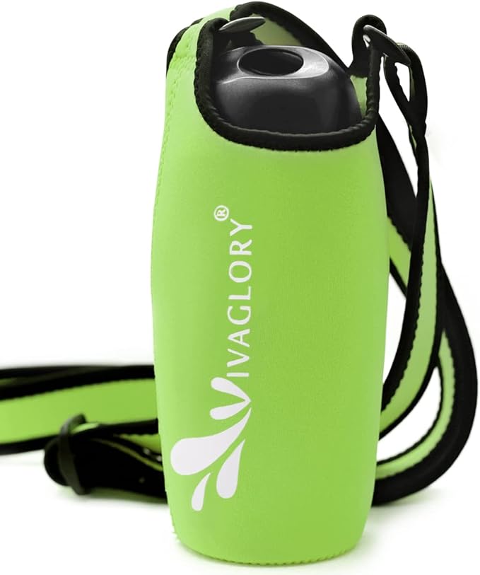 VIVAGLORY 25oz Stainless Steel Water Bottle & Neoprene Bottle Carrier Combo, Dog Drinking Bottles and Water Bottle Holder, Great for Hiking & Traveling with Pets