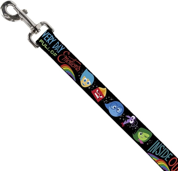 Dog Leash Inside Out Emotion Expressions Every Day Is Full of Emotions 6 Feet Long 1.5 Inch Wide