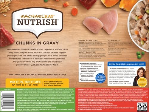 Nutrish Rachael Ray Chunks in Gravy Wet Dog Food Variety Pack, 13 Ounce (Pack of 12)