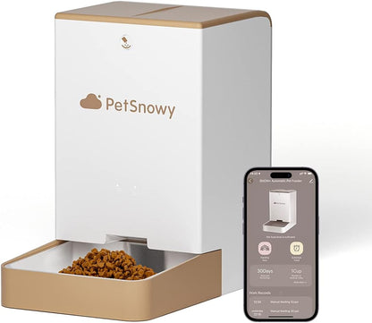 SNOW+ Automatic Cat Feeder, Wi-Fi Enabled Automatic Cat Food Dispenser with APP Control, 4L Automatic Dog Feeder with Dual Power Supply, 1-10 Meal Per Day