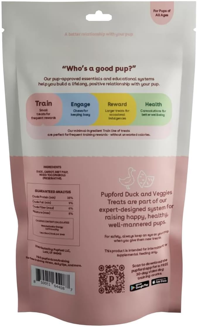 Pupford Freeze Dried Training Treats for Dogs & Puppies, 240+ Four Ingredient Bites (Duck & Veggies, 5 oz)