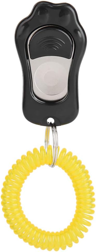 Yosoo Clicker Dog Training, Adjustable 3 Gears Pet Dog Training Clicker Shaped with Wrist Strap for Cats Birds(Black)
