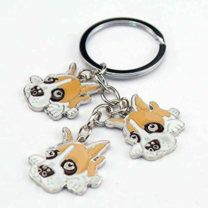 Dog Keychain, Pet Pendant Key-Ring, Cute Puppy ID Tags Metal Key Ring for Dog Lover (Boxer)