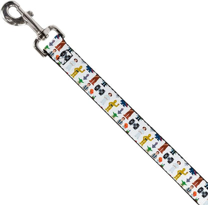 Star Wars Pet Leash, Dog Leash, Star Wars Classic Characters and Icons Collage White, 4 Feet Long 1.0 Inch Wide