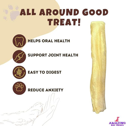 Amazing Dog Treats - Large Collagen Stick - (6 Inch - 100 Count) - Collagen Beef Cheek Rolls for Dogs - 100% Pure Collagen Sticks for Dogs - No Hide Bones for Dogs