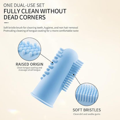 Dog Toothbrush, Cat ToothbrushTeeth Cleaning, The 2-Sided Design of The Dog Finger Toothbrush Conforms to ergonomicswith Comfortable Dog Tooth Brushing kit