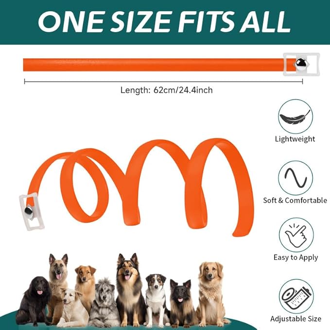 4 Pack Flea Collar for Dogs, Natural Flea and Tick Collar for Dogs, 8 Months Flea and Tick Prevention for Dogs, Tick Collar for Dogs, Water Resistant Dog Flea Collar, One Size Fits All, Orange