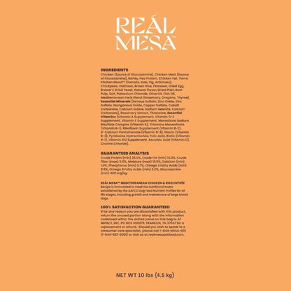 Real Mesa Premium Dry Dog Food - High Protein, Chef-Curated Adult Dog Nutrition, Mediterranean Chicken & Rice Entrée (10lbs)