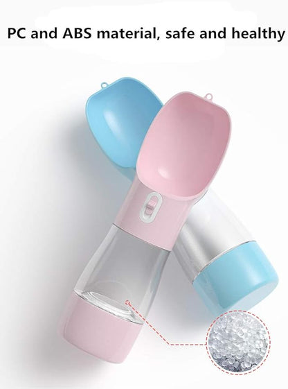 Outdoor Dog Water Bottle Dispenser - Leak Proof Water Bottle for dogs On The Go with Food Container Multifunctional Travel Dog Water Bottle（Blue）