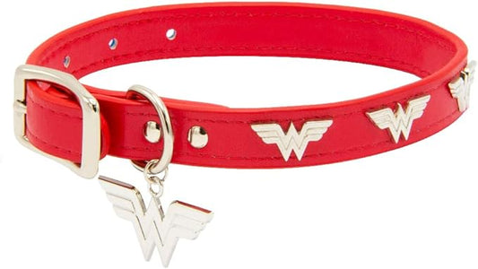 Buckle-Down Dog Collar, DC Comics, Wonder Woman with WW Icon Charms, Extra Large 18 to 24 Inch Length 1.15 Inches Wide