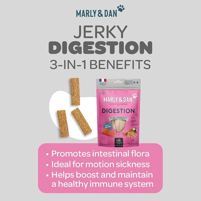 Marly & Dan Baked Salmon Jerky Snack Bar for Dogs with Sweet Potato and Ginger - Delicious Treats Dogs Adore, Naturally Healthy & Functional Digestion Recipe, Rich in Omega 3/6, 6 oz