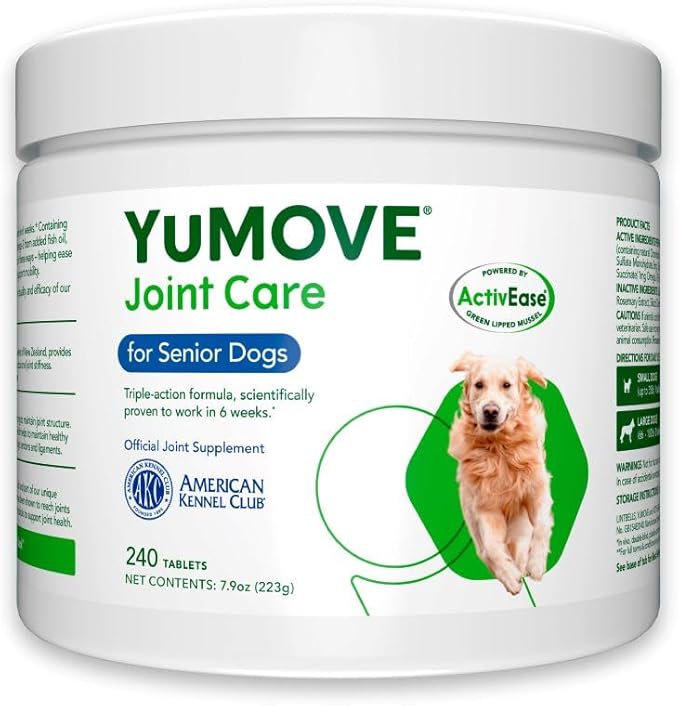 Senior Dog Tablets | Higher Strength Hip and Joint Supplement for Dogs with Glucosamine, Hyaluronic Acid, Green Lipped Mussel | Dogs Aged 8+ | 240 Tablets