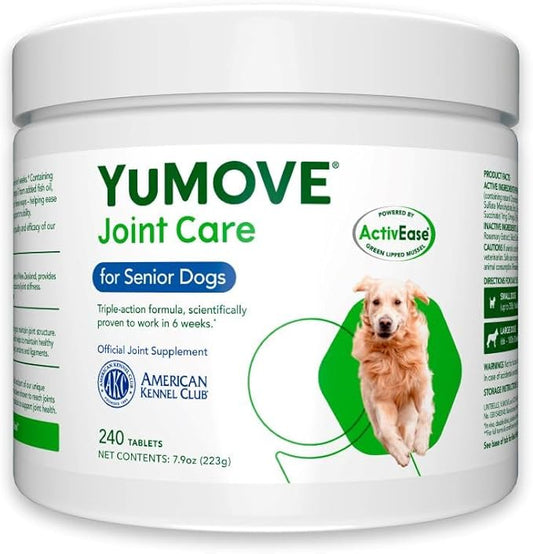 Senior Dog Tablets | Higher Strength Hip and Joint Supplement for Dogs with Glucosamine, Hyaluronic Acid, Green Lipped Mussel | Dogs Aged 8+ | 240 Tablets