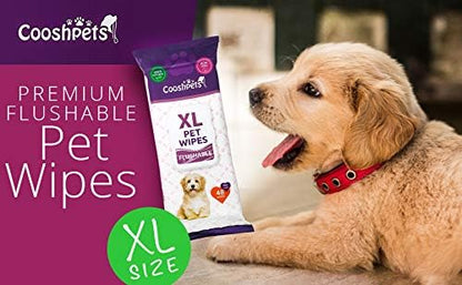 Premium Formulations XL Flushable Plant-Based, Earth-Friendly Pet Wipes (Bulk Buy - 1152 Wipes (24 Packs of 48 Ct))