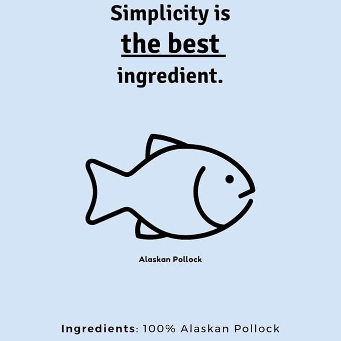 Fish Dog Treat - 100% Pollock - Grain Free - Human Grade - All Natural - Single Ingredient - Air Dried - 3 Ounces